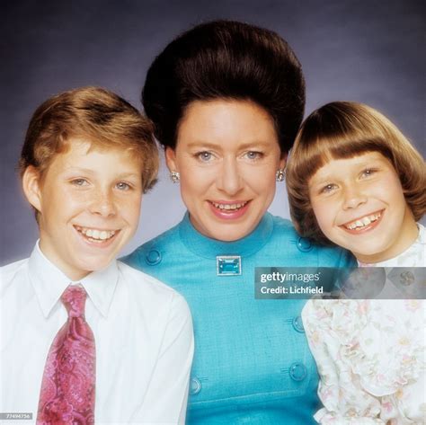 HRH The Princess Margaret with her children Viscount Linley and Lady ...