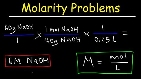 Molarity Practice Problems - Moles, Grams, Volume in mL, Concentration ...