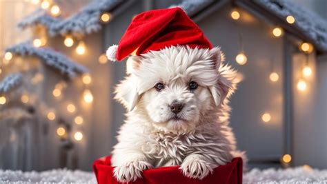 Premium AI Image | cute dog wearing santa hat