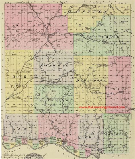 Jefferson County, Kansas 1887 Map | Jefferson county, Kansas map, Kansas