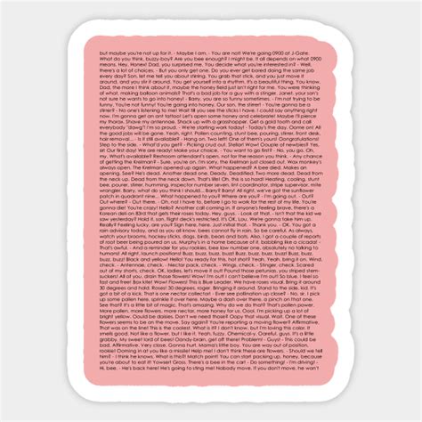 Bee Movie Script - Entire Meme Funny Film Bees Tattooed - Sticker ...