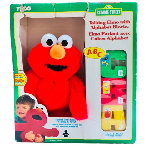 Sesame Street Tyco Talking Elmo With Alphabet Blocks Letters Vintage ...