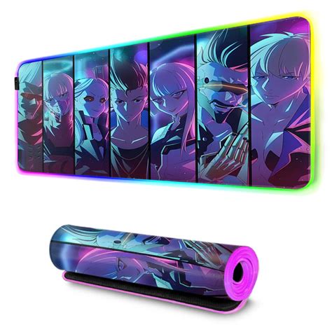 Rgb Anime Mouse Pad Cyberpunk Edgerunners Desk Mat Computer Deskmat ...