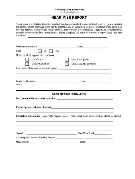 Near Miss Reporting Form - Fill Online, Printable, Fillable, Blank ...