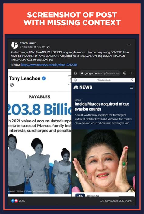 MISSING CONTEXT: Bongbong, Imelda Marcos acquitted of tax evasion