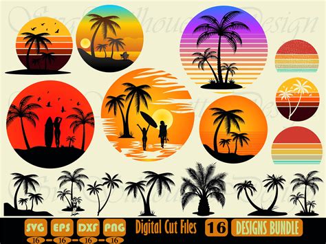 Palm Tree Svg Sunset Svg Bundle Palm Tree Clipart Palm Cut Etsy | The ...