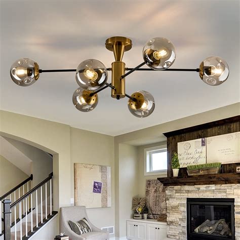 FGSADI Modern Semi Flush Mount Ceiling Light Fixture, 6-Light Sputnik ...