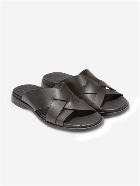 Buy Cole Haan Men Black Leather Comfort Sandals - Sandals for Men ...