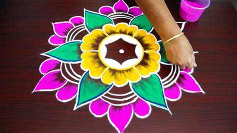 simple colour kolam design with 7x4 dots - beautiful kolam designs ...