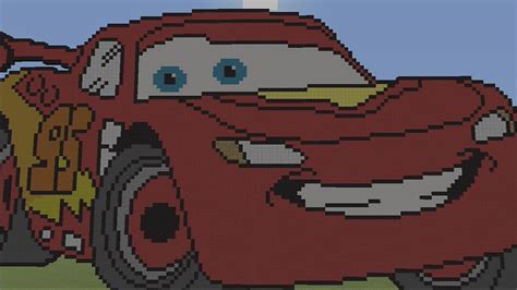 CARS MC PIXEL ART: LIGHTNING MCQUEEN MINECRAFT SPEED BUILD TIME LAPSE ...