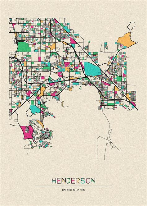 Henderson, Nevada City Map Drawing by Inspirowl Design - Fine Art America