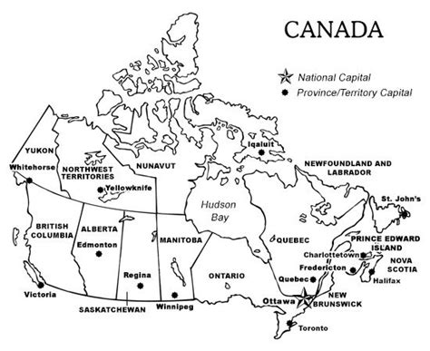 Printable Map of Canada With Provinces and Territories, and Their ...