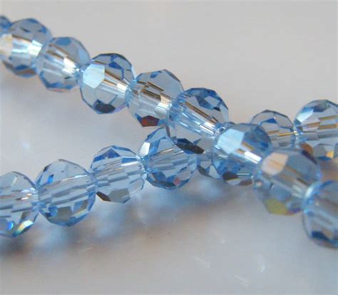 125pcs 4mm Faceted Round Crystal Beads - Pale Blue - BeadsForEwe