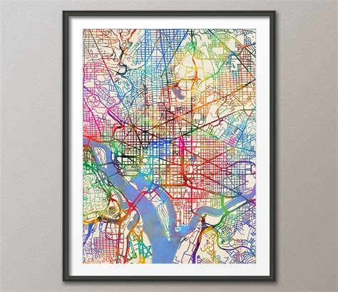 Washington DC Map, City Street Map Art Print 2068 - Etsy