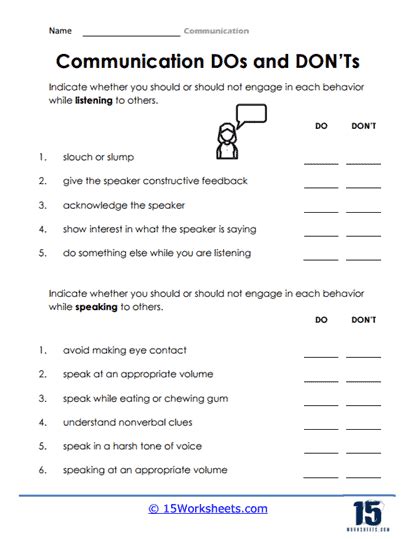 Communication Worksheets - 15 Worksheets.com