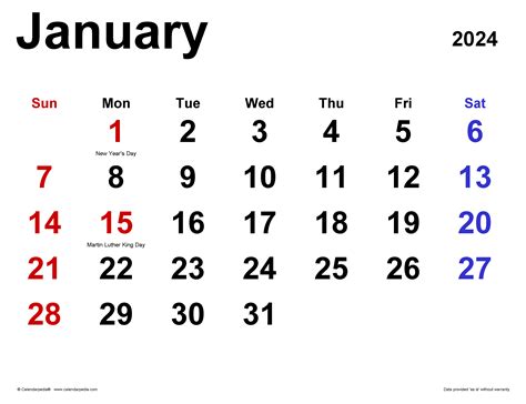 Calendar 2024 January Pdf - Livy Sherye