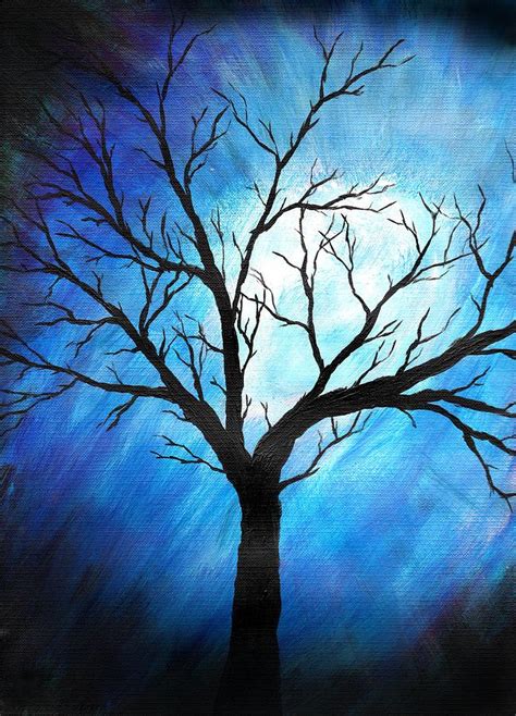 Abstract Tree On Blue Painting by Sabrina Zbasnik