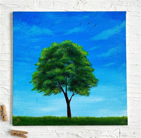 Original Tree Landscape Acrylic Painting Wall Decor Art - Etsy