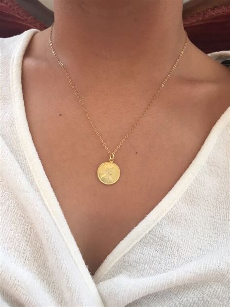 Gold Coin Necklace Coin Necklace Circular Coin Necklace | Etsy