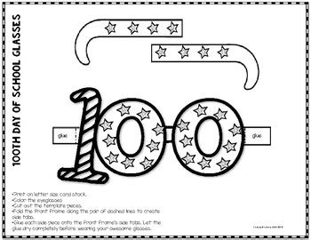 100th Day of School Glasses FREEBIE by Loving Math | TPT