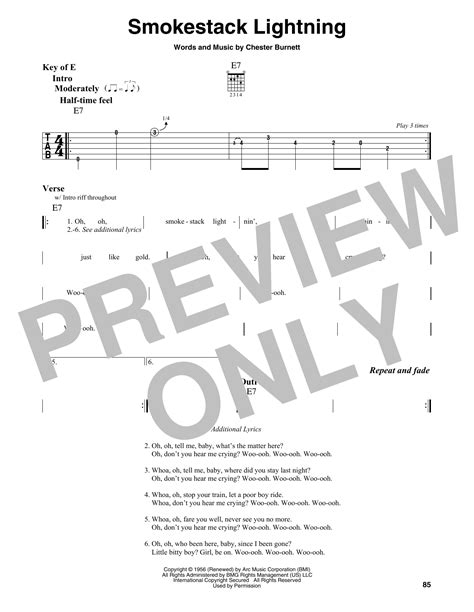 Smokestack Lightning by Howlin' Wolf - Guitar Lead Sheet - Guitar ...