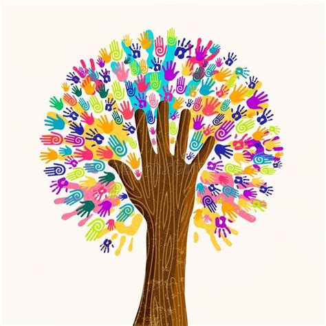 Human hand tree for culture diversity concept. Tree with colorful human ...