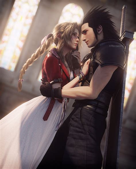 aerith gainsborough and zack fair (final fantasy and 2 more) drawn by ...