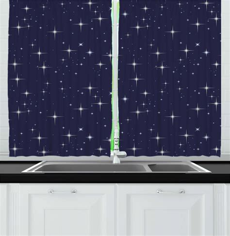 Space Curtains 2 Panels Set, Night Sky with Stars Romantic Space Themed ...