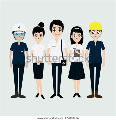 Health and safety personnel character cartoon vector.