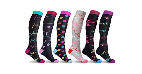 3 or 6 Pairs: Women's Knee-Length Patterned Compression Socks - 4 Styles