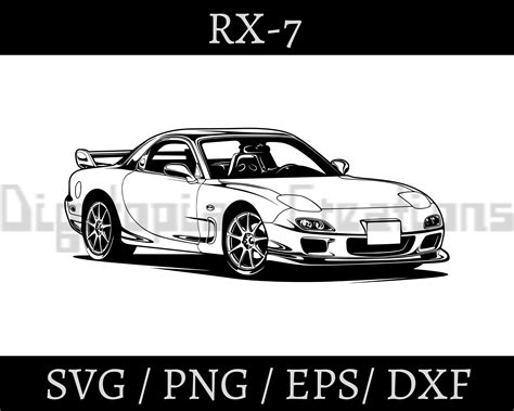 RX7, RX-7 Car Inspired Clipart Vector Art Silhouette Svg, Png, Dxf, Eps ...