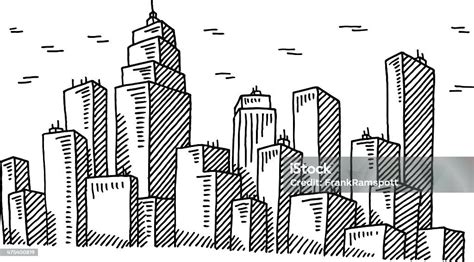 Big City Skyline Drawing Stock Illustration - Download Image Now ...