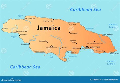 Jamaica Map Royalty Free Stock Image - Image: 13644136