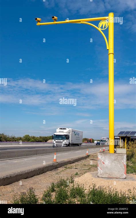 Average speed cameras on the M1 motorway in the Midlands, England Stock ...