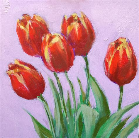 Kelley MacDonald's Paintings: Renewal, 6x6 Acrylic Painting of Tulips ...