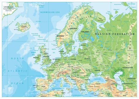 Physical Map Of Europe and Russia | secretmuseum