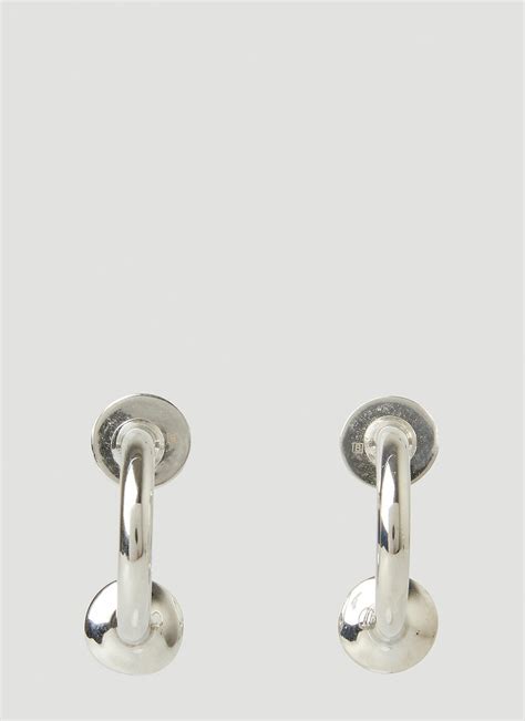 Logo Engraved Earrings in Silver Gucci