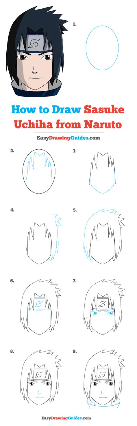 How to Draw Sasuke Uchiha from Naruto - Really Easy Drawing Tutorial in ...