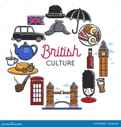 British or England Culture Vector Symbols Stock Vector - Illustration ...