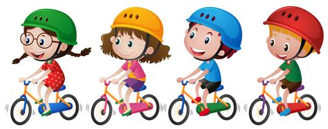 Kids Riding Bikes Cartoon