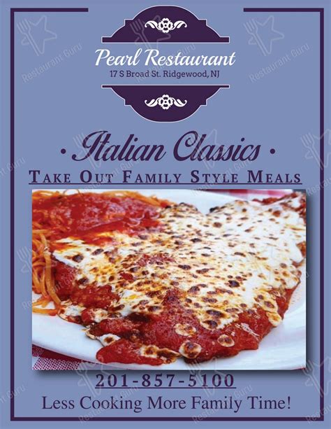 Menu at Pearl Restaurant, Ridgewood