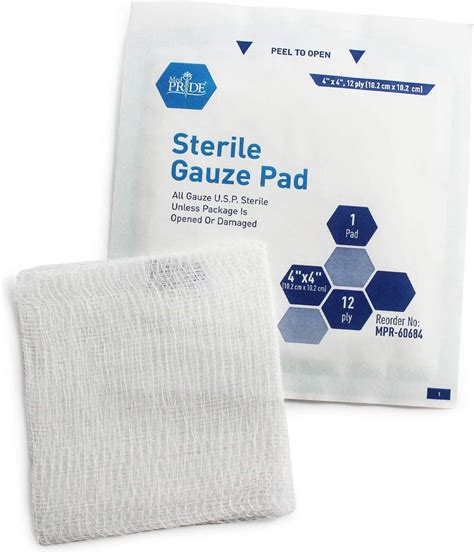 Medpride 4x4 Sterile Gauze Pads 100-Pack | 12-Ply Cotton, Highly ...