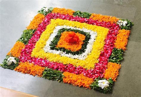 15 Beautiful & Colorful Flower Rangoli Designs Ideas For Pongal 2020 ...