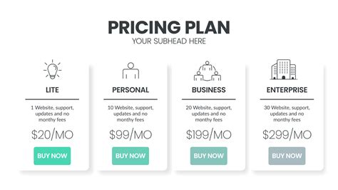 Modern creative pricing subscription plan table template with minimal ...