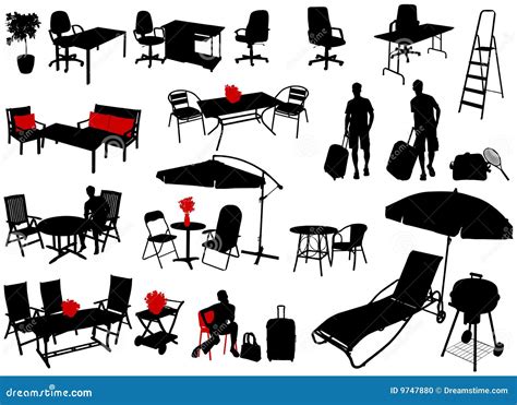 Furniture Vector Silhouettes Stock Vector - Illustration of home, rest ...