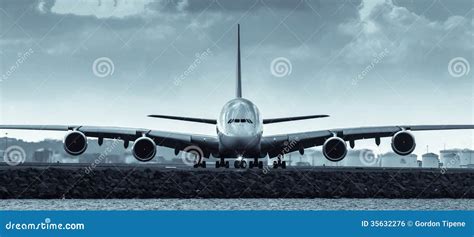 Airbus A380 Jet Airliner - Front View Stock Photo - Image of tarmac ...