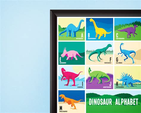 Dinosaur Alphabet Poster DIGITAL DOWNLOAD Nursery Room Home Decor Dino ...