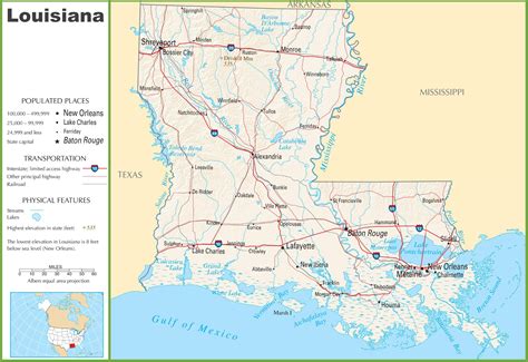 Louisiana highway map - Ontheworldmap.com