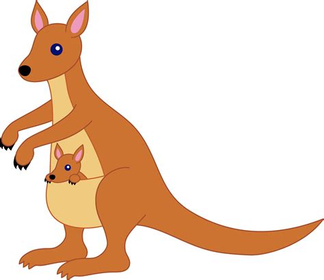 Kangaroo With Joey In Pouch Cartoon