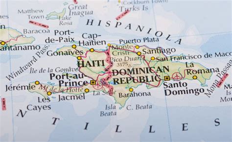 Haiti and Dominican Republic Map Stock Photo - Image of maps, close ...